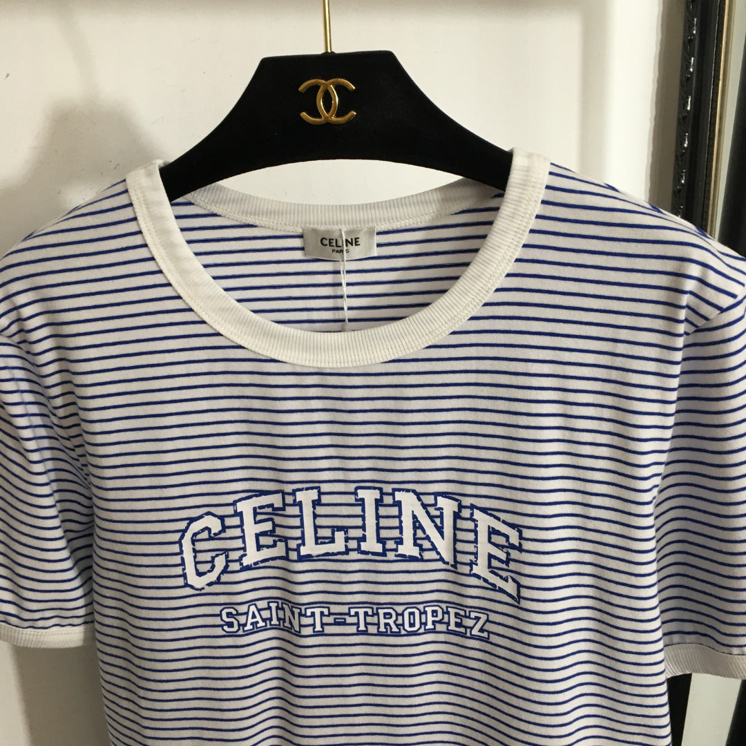 25 Summer new logo letter print striped short-sleeved T-shirt