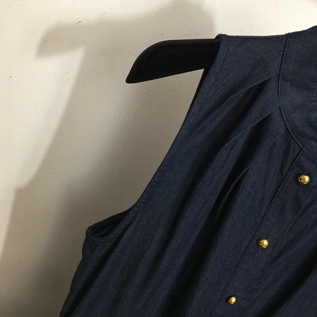 25 Summer new style lace waist stand collar sleeveless vest dress denim skirt
