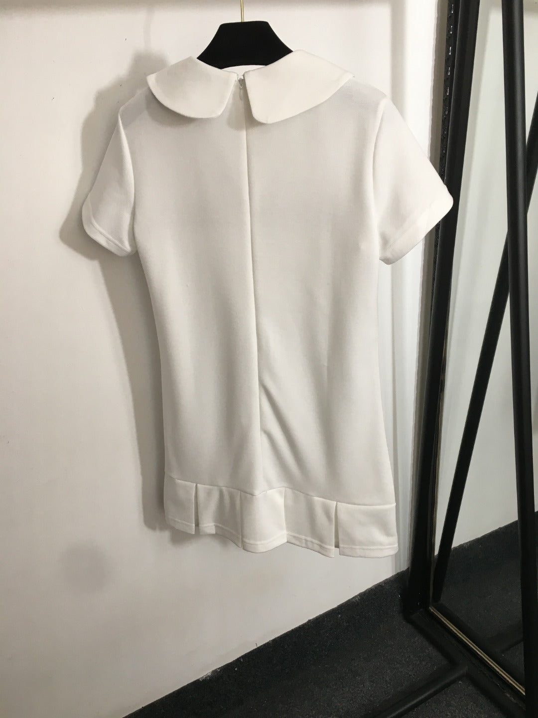 25 Summer new striped ribbon stitching doll collar short-sleeved dress
