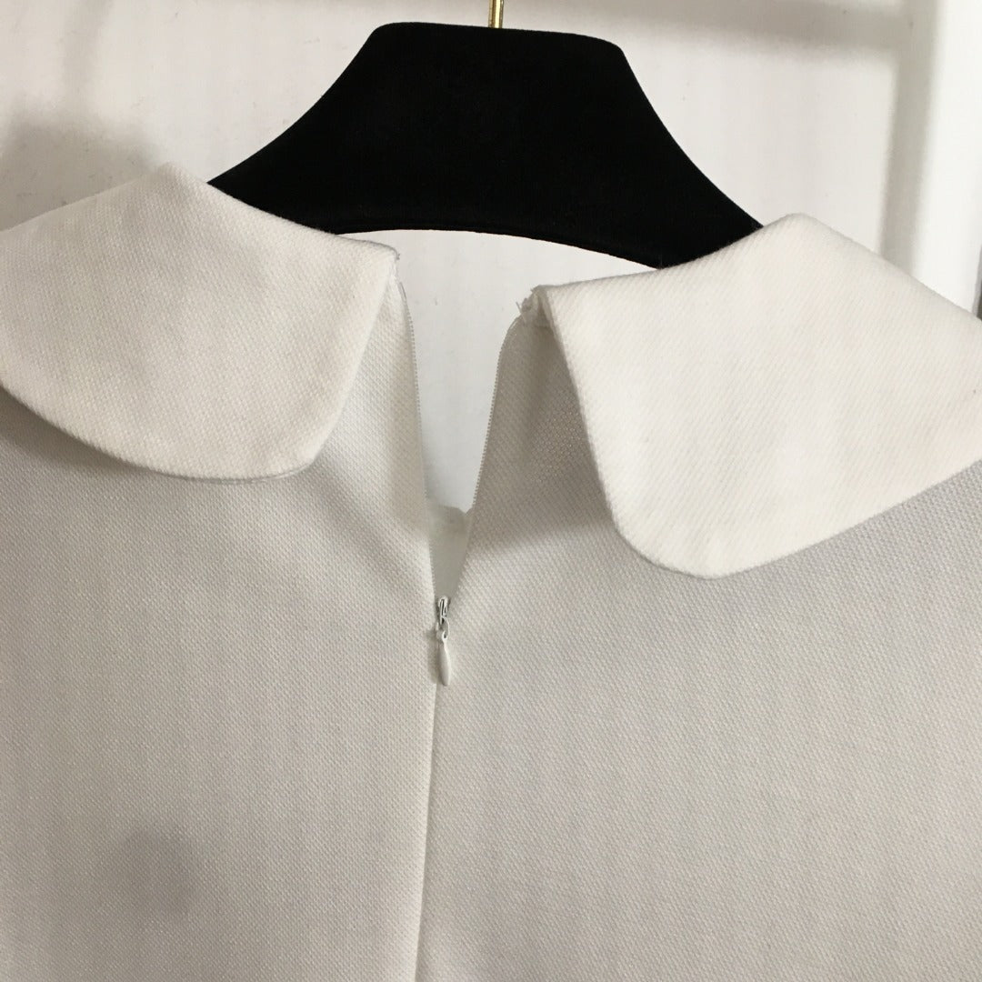 25 Summer new striped ribbon stitching doll collar short-sleeved dress