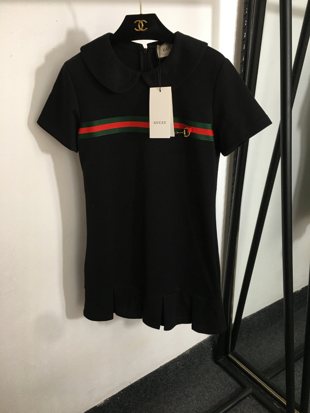 25 Summer new striped ribbon stitching doll collar short-sleeved dress