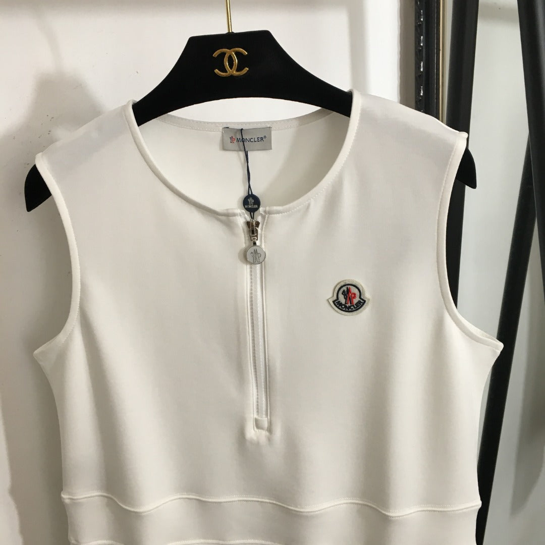 25 Summer New Embroidered Badge Zipper Dress