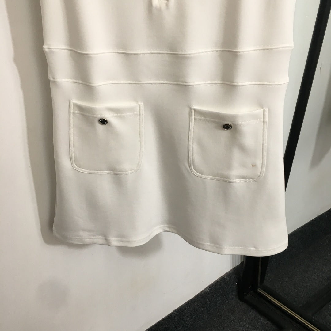 25 Summer New Embroidered Badge Zipper Dress