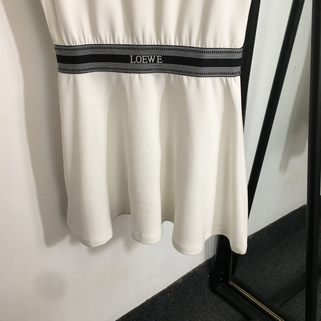 25 Summer new logo embroidered ribbon waist sleeveless vest dress