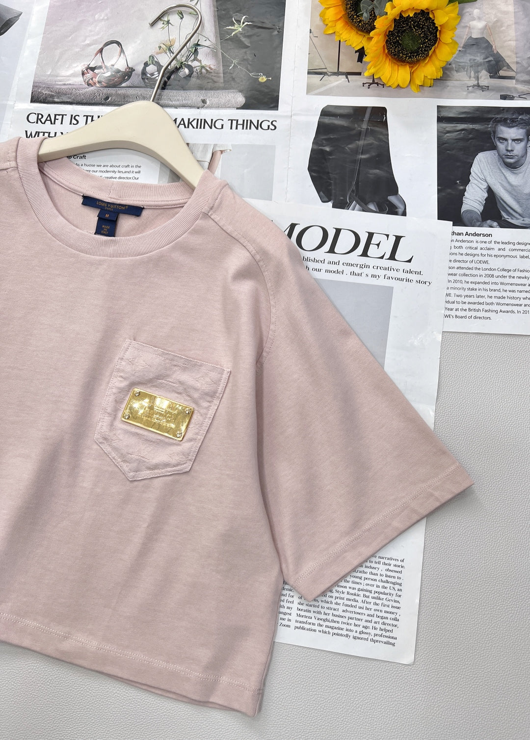 2025 new short pocket metal short-sleeved T-shirt with the same midi skirt
