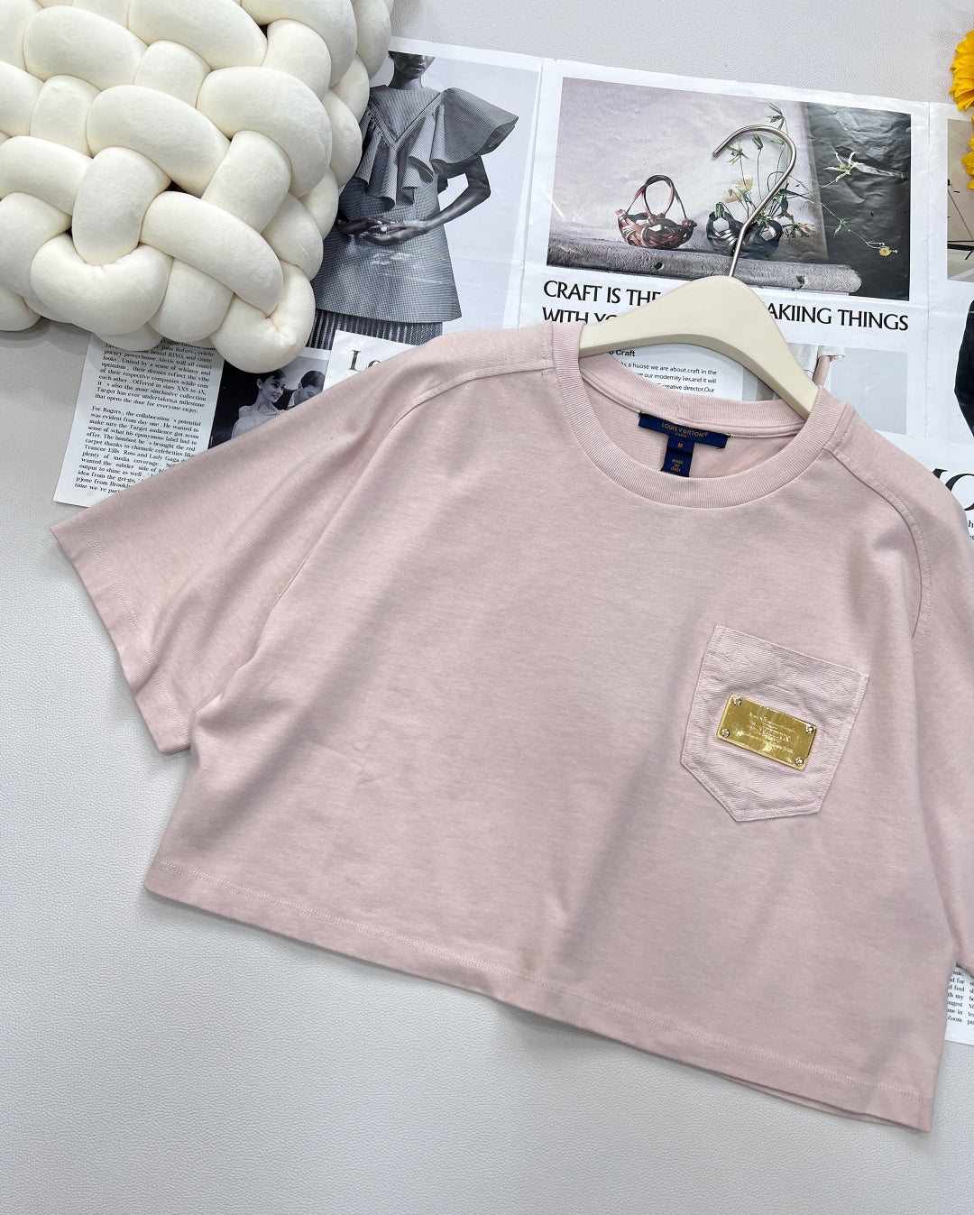 2025 new short pocket metal short-sleeved T-shirt with the same midi skirt