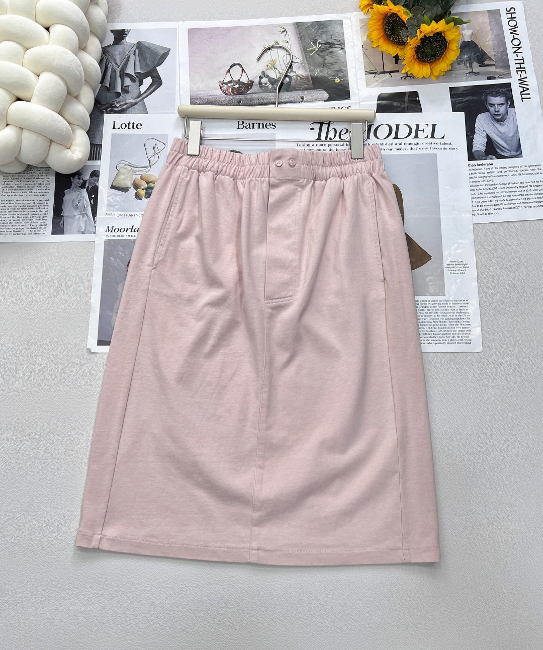 2025 new short pocket metal short-sleeved T-shirt with the same midi skirt