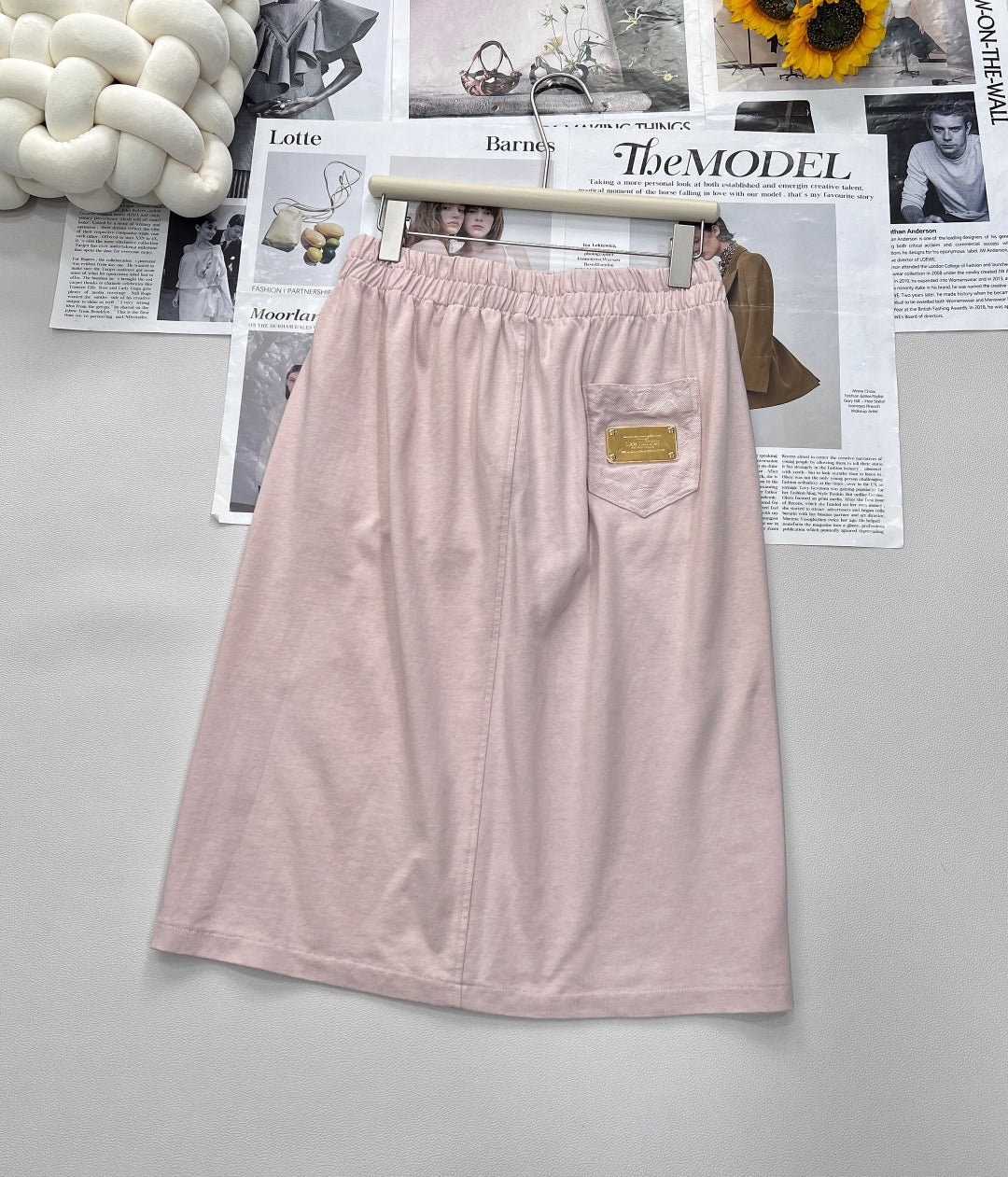 2025 new short pocket metal short-sleeved T-shirt with the same midi skirt