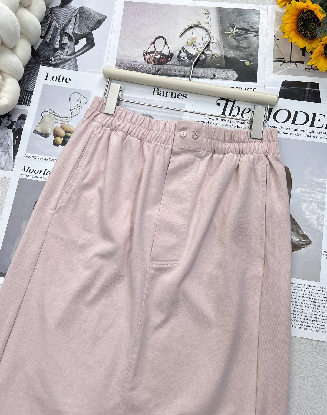 2025 new short pocket metal short-sleeved T-shirt with the same midi skirt