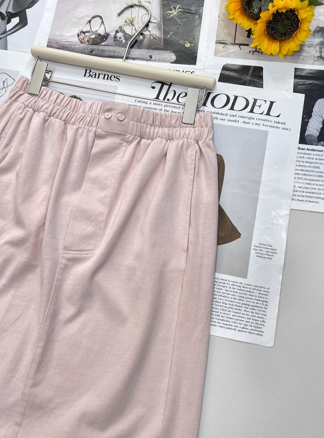2025 new short pocket metal short-sleeved T-shirt with the same midi skirt