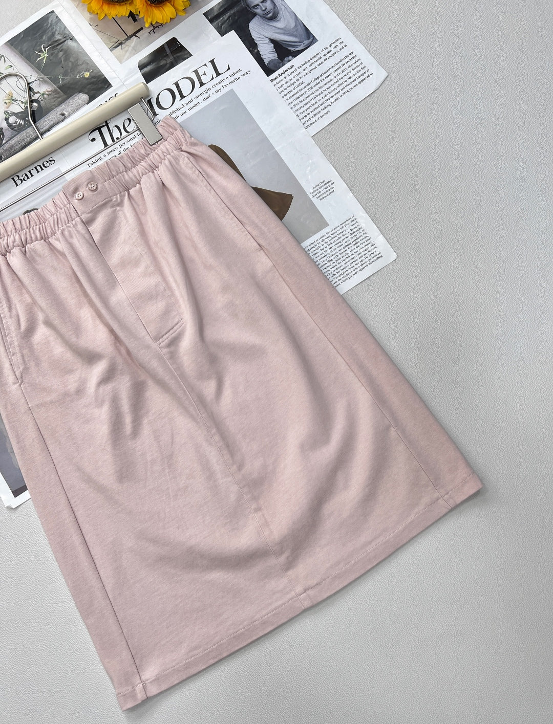 2025 new short pocket metal short-sleeved T-shirt with the same midi skirt