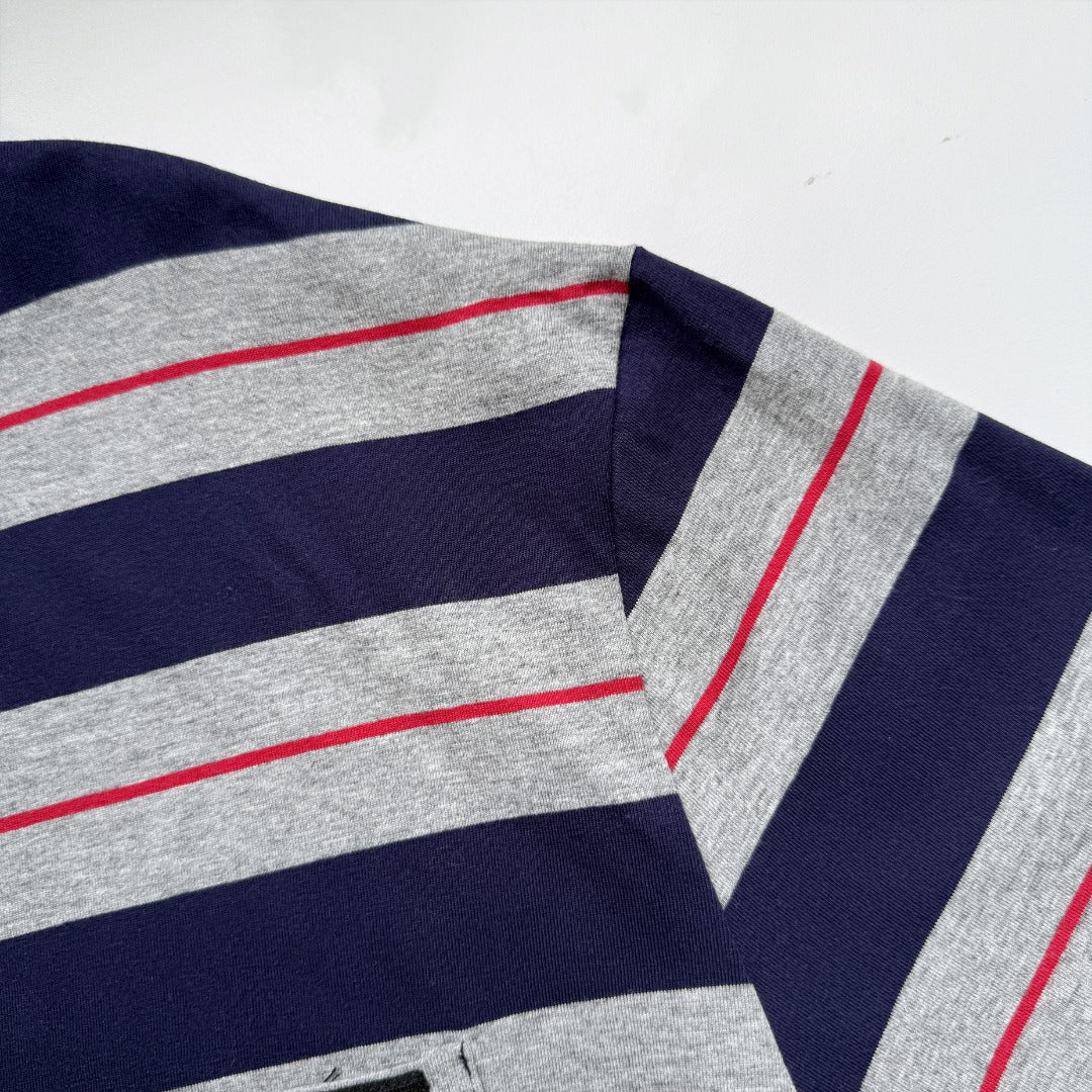 25ss Contrast striped long sleeved shirt