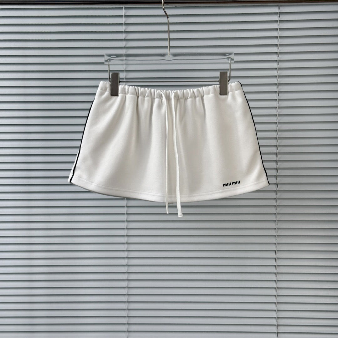 25ss Space cotton drawstring sports mini skirt