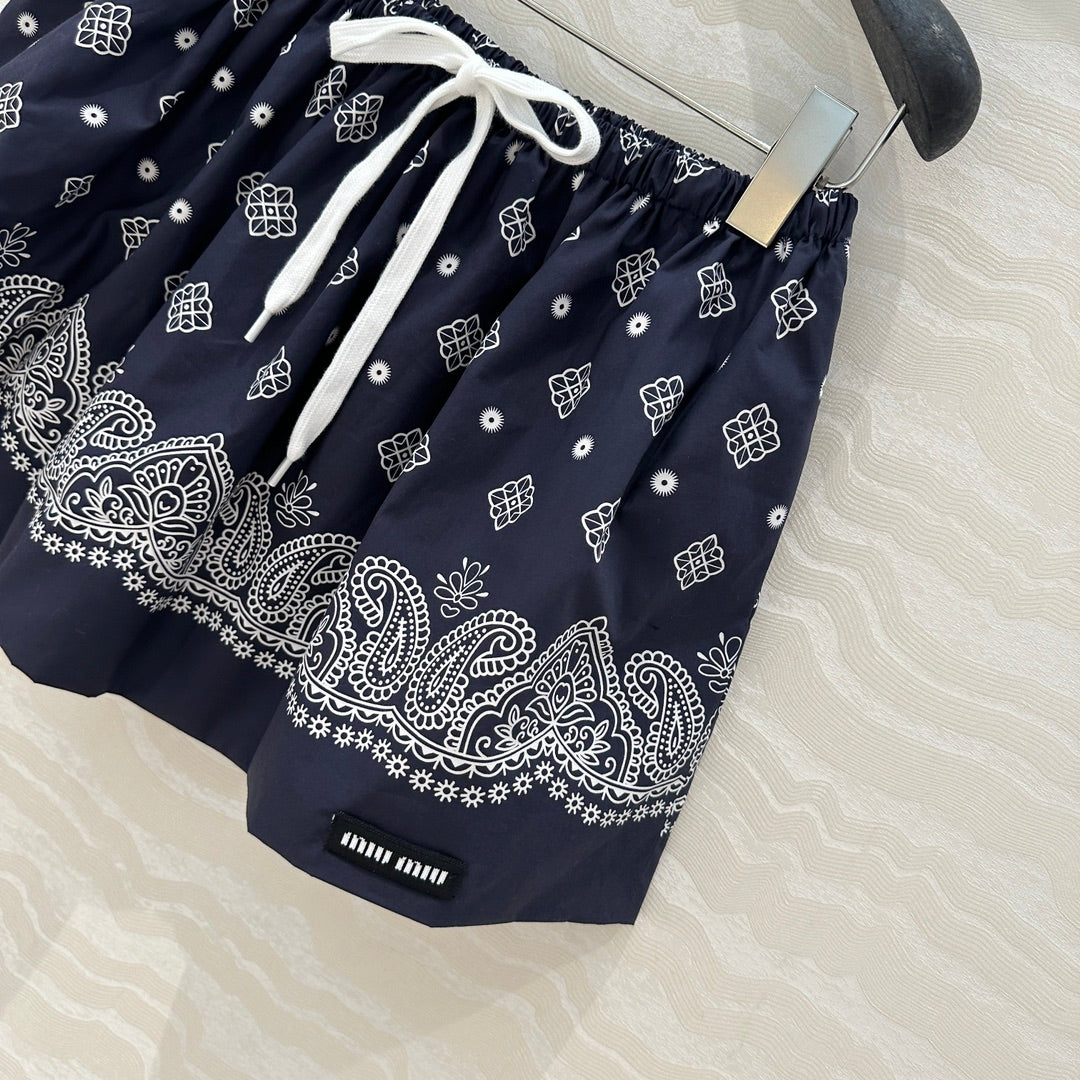 25ss Vacation style, elastic waist, short skirt