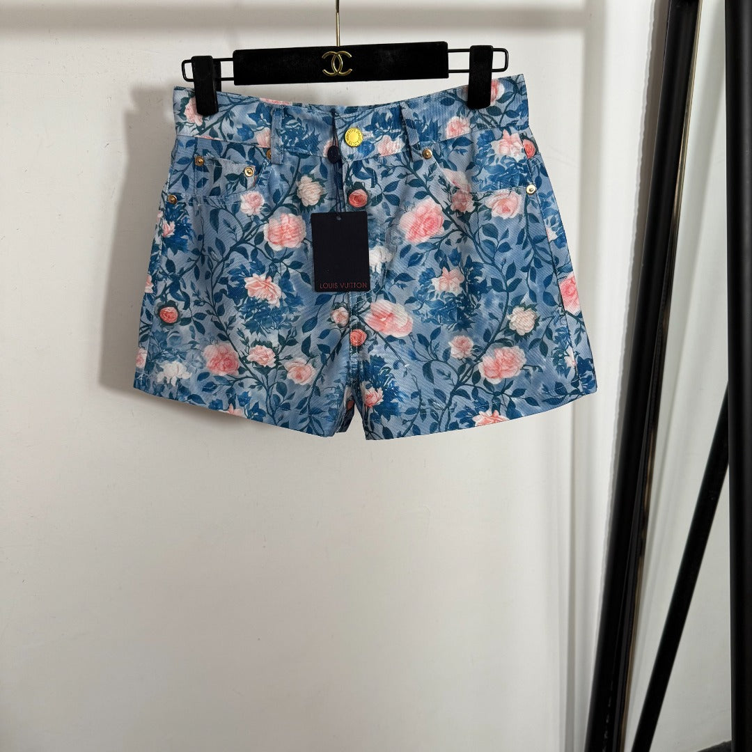 25 new summer pink flower print shorts
