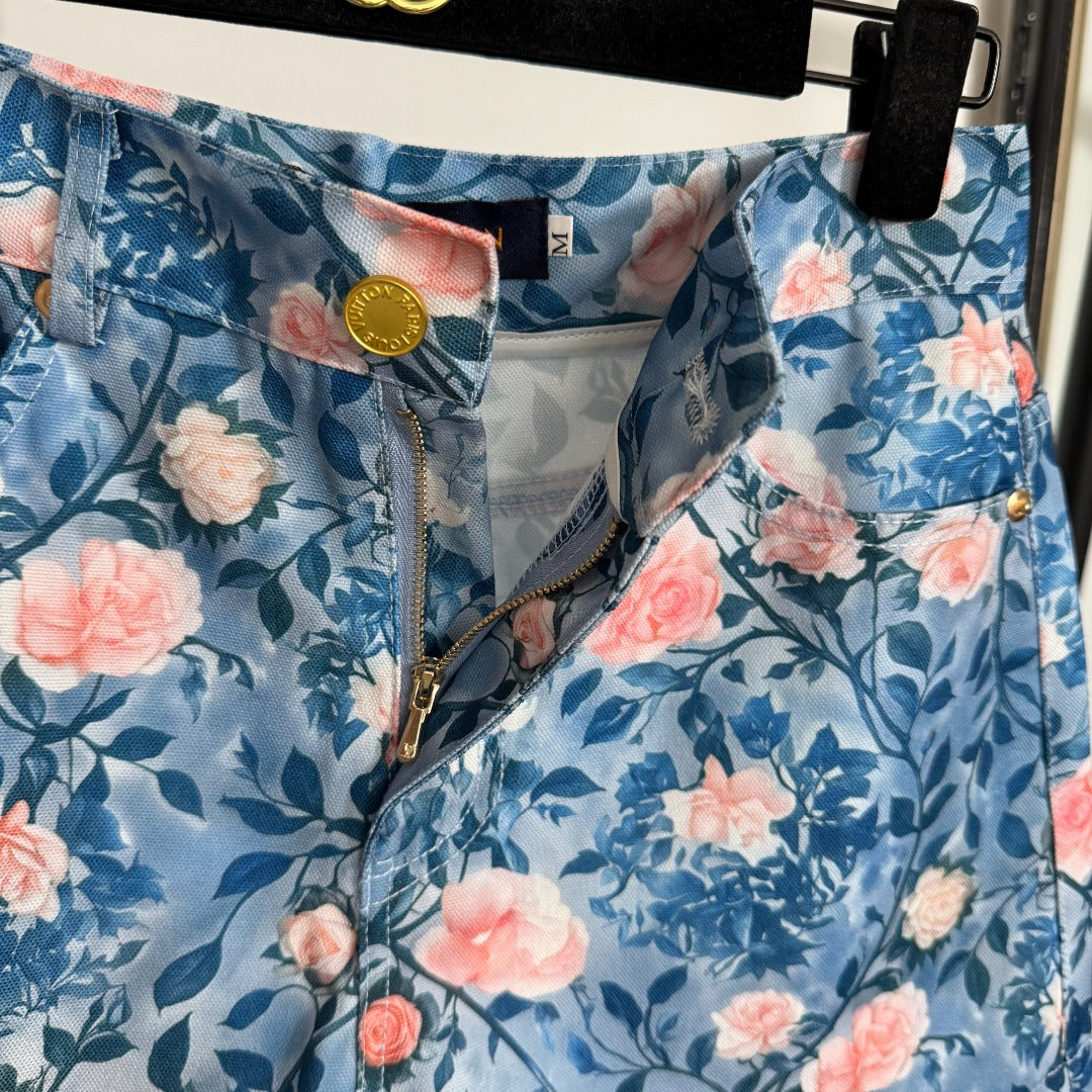 25 new summer pink flower print shorts