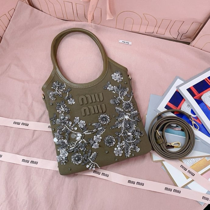 25ss New nail bead embroidery ivy bag