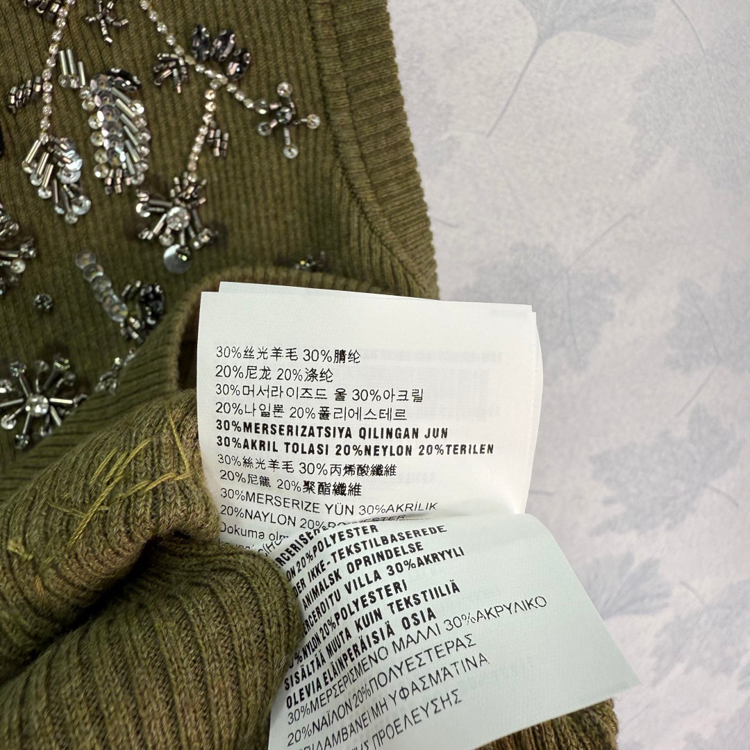 25ss Heavy industry nail bead rhinestone knitted vest