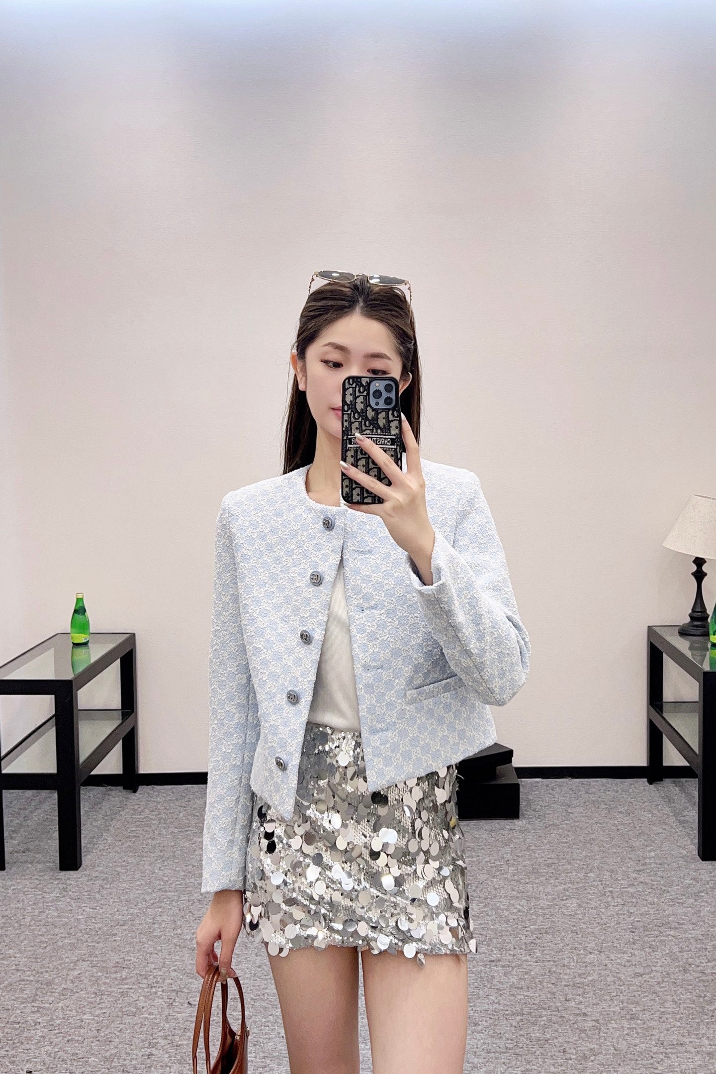 2025 Summer New Jacquard Round Neck Dress Jacket