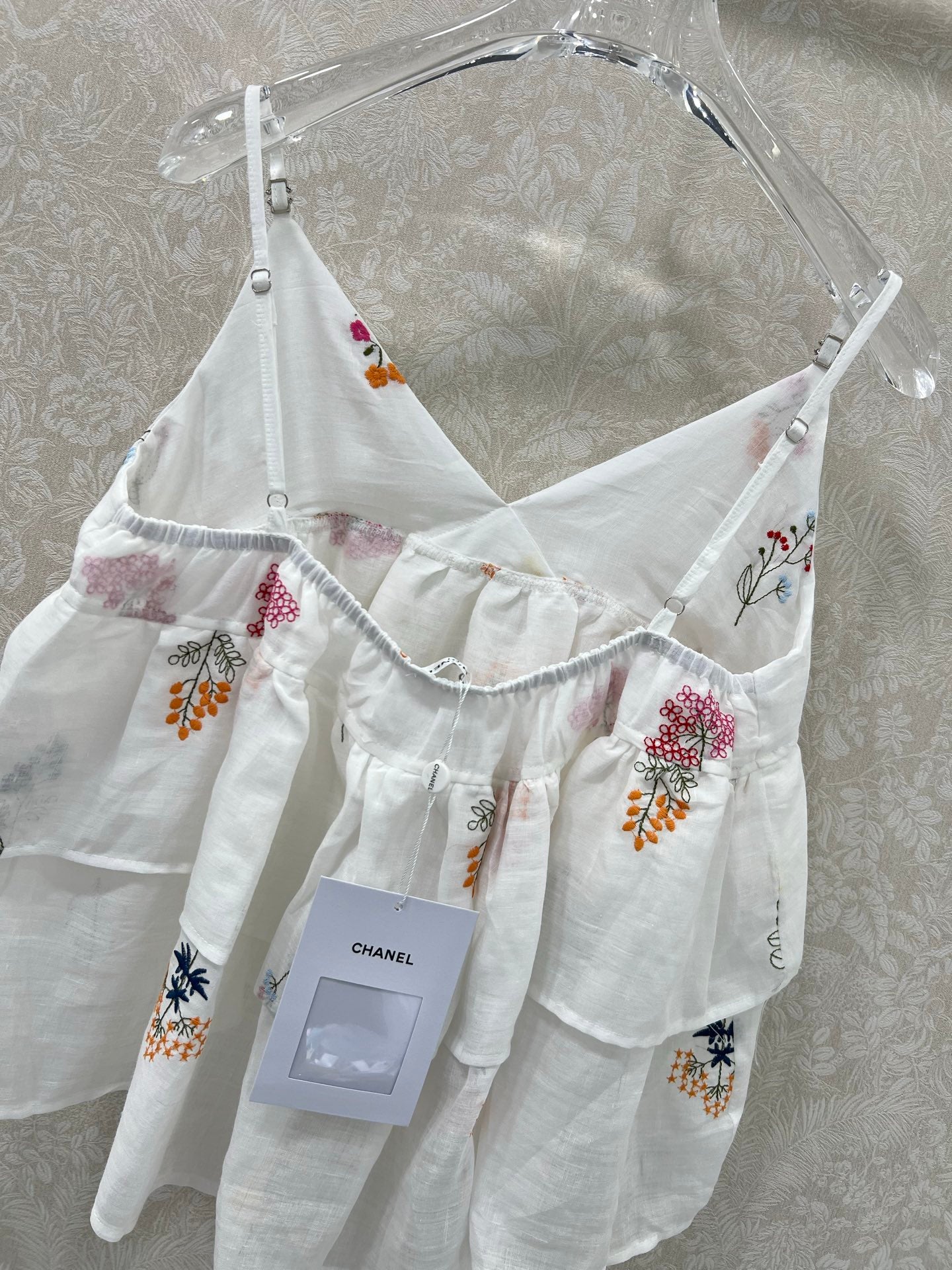 25 Summer new white color thread embroidery retro pure desire camisole