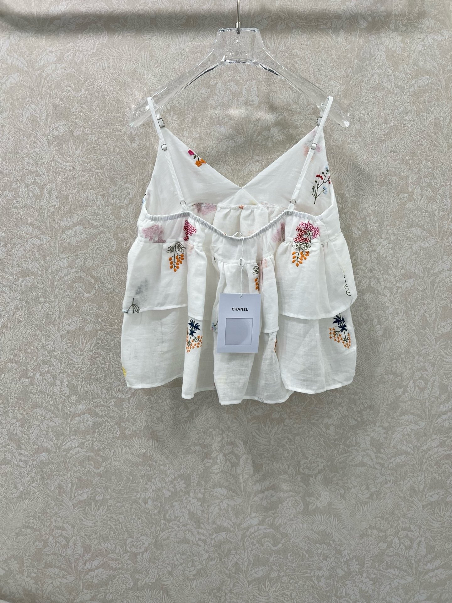 25 Summer new white color thread embroidery retro pure desire camisole