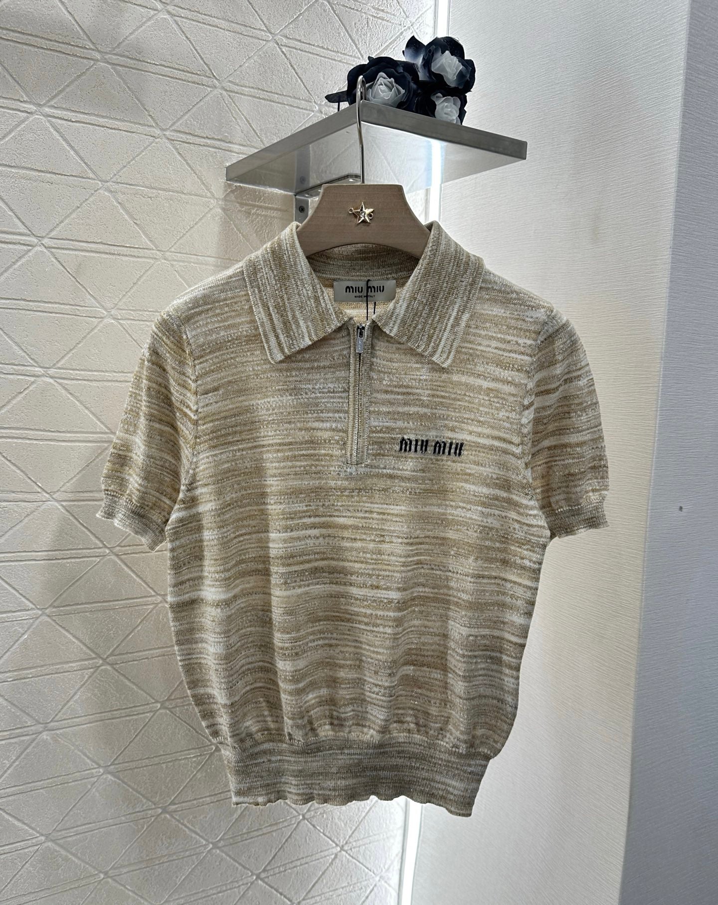 2025 Summer New Half-open Lapel Knitted Short Sleeves