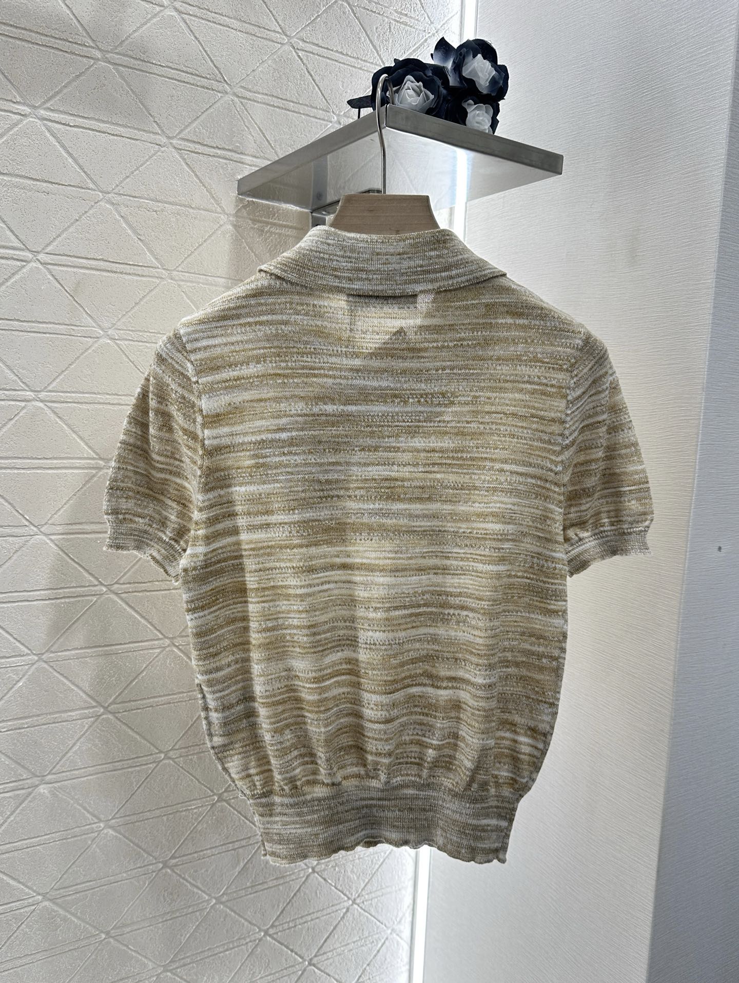 2025 Summer New Half-open Lapel Knitted Short Sleeves