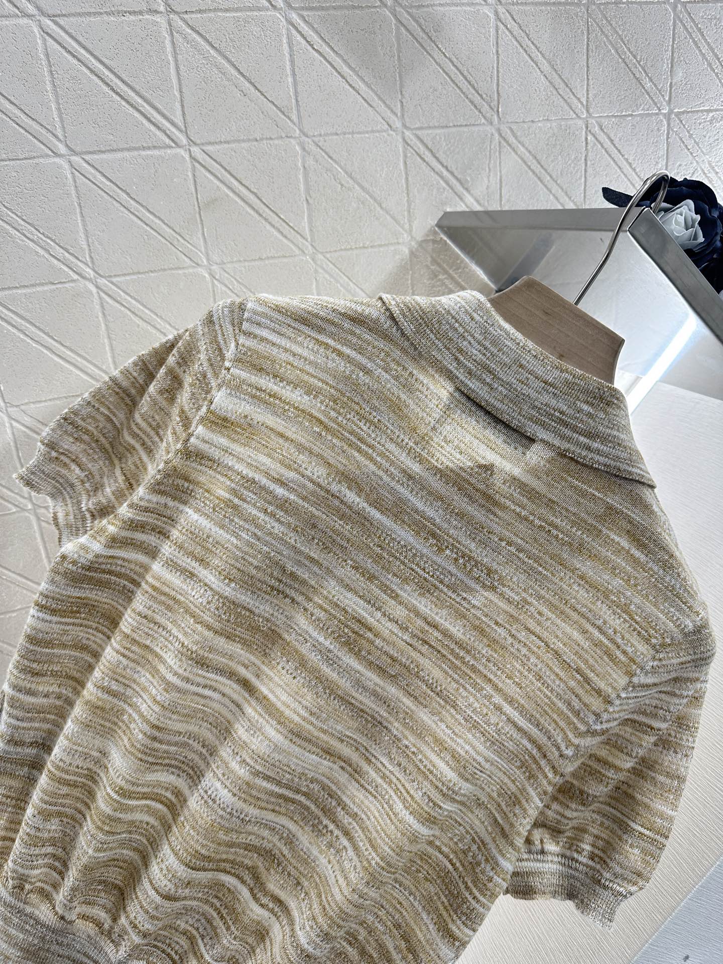 2025 Summer New Half-open Lapel Knitted Short Sleeves