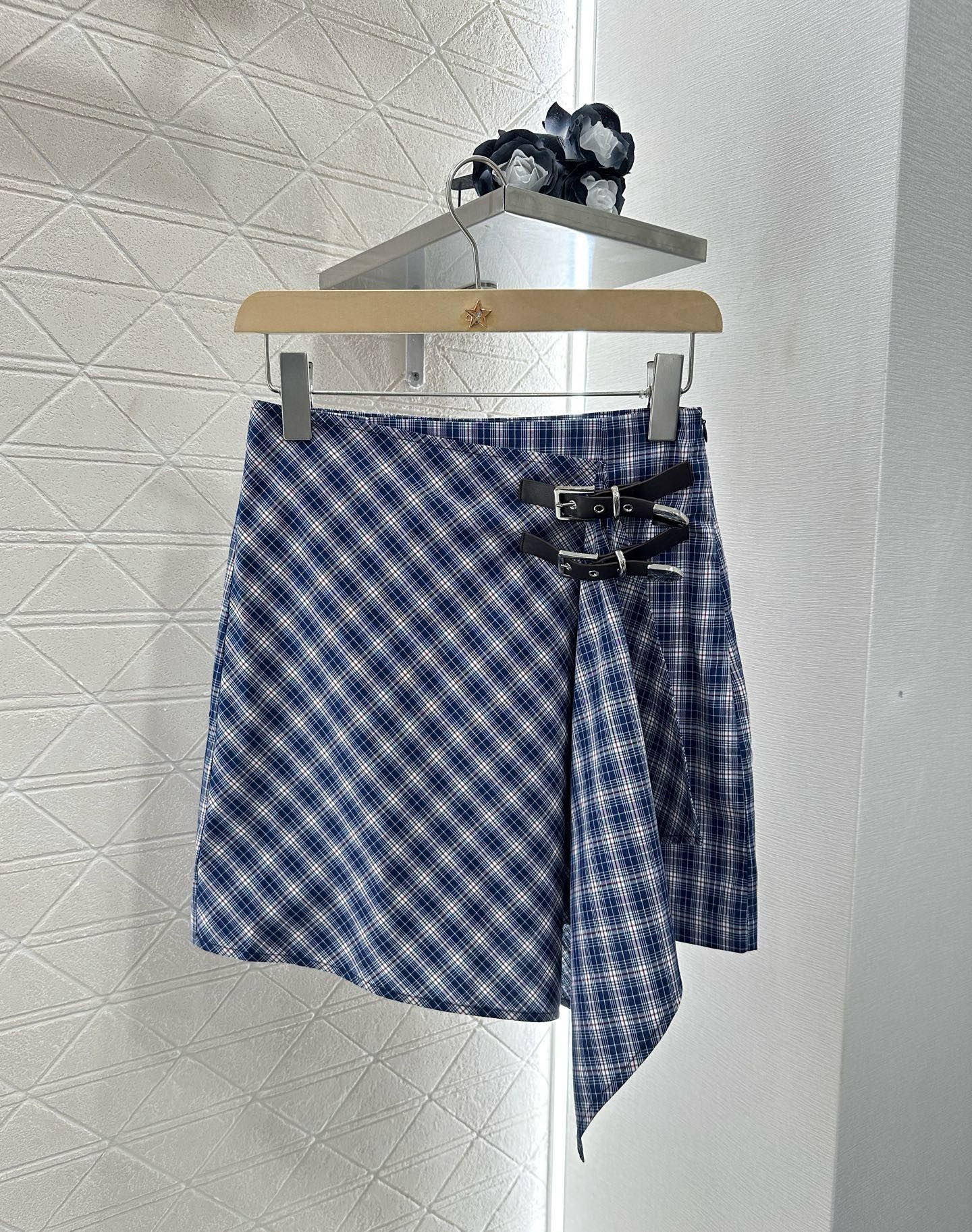 2025 Summer New Plaid Tube Top Miniskirt Set