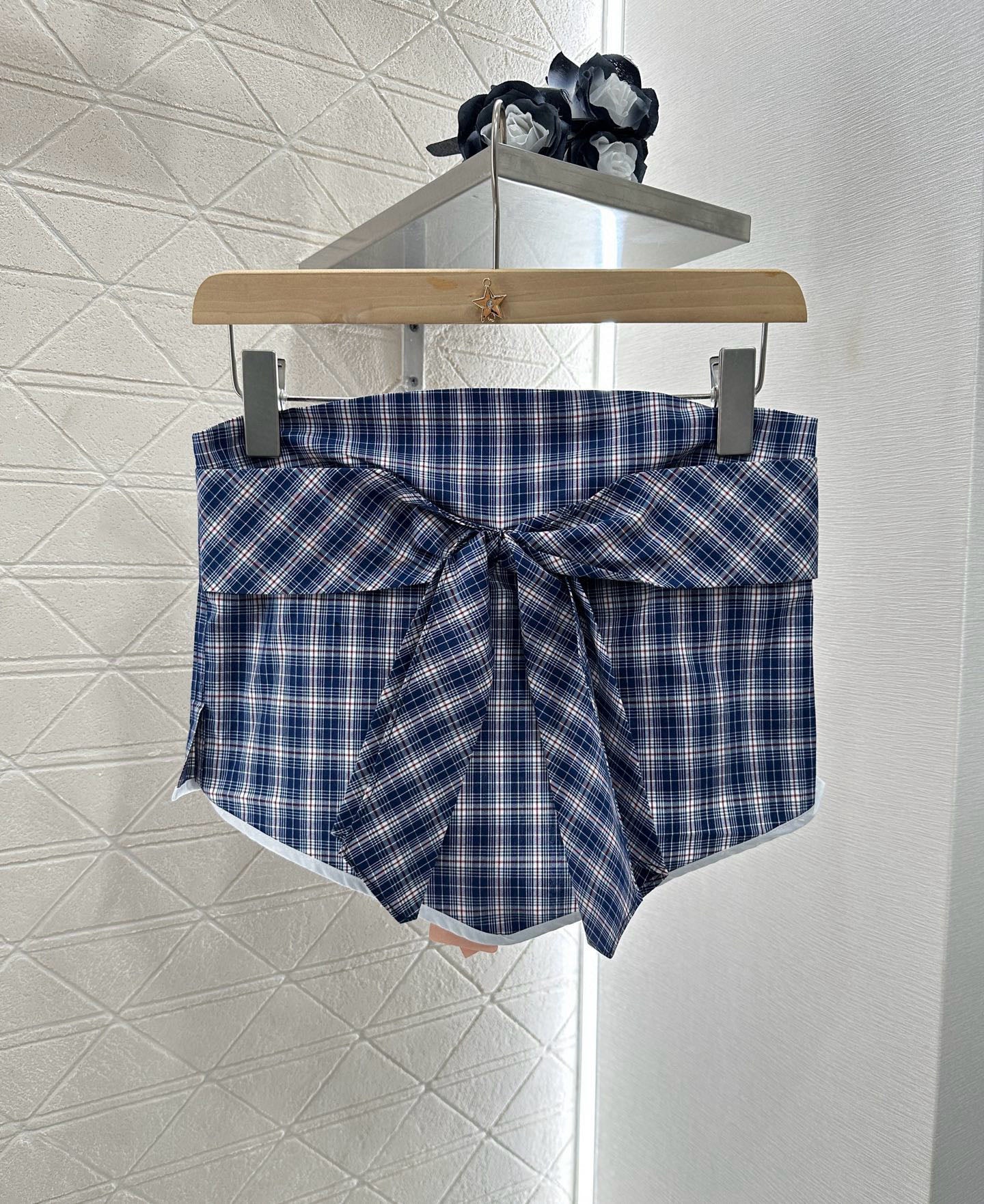 2025 Summer New Plaid Tube Top Miniskirt Set