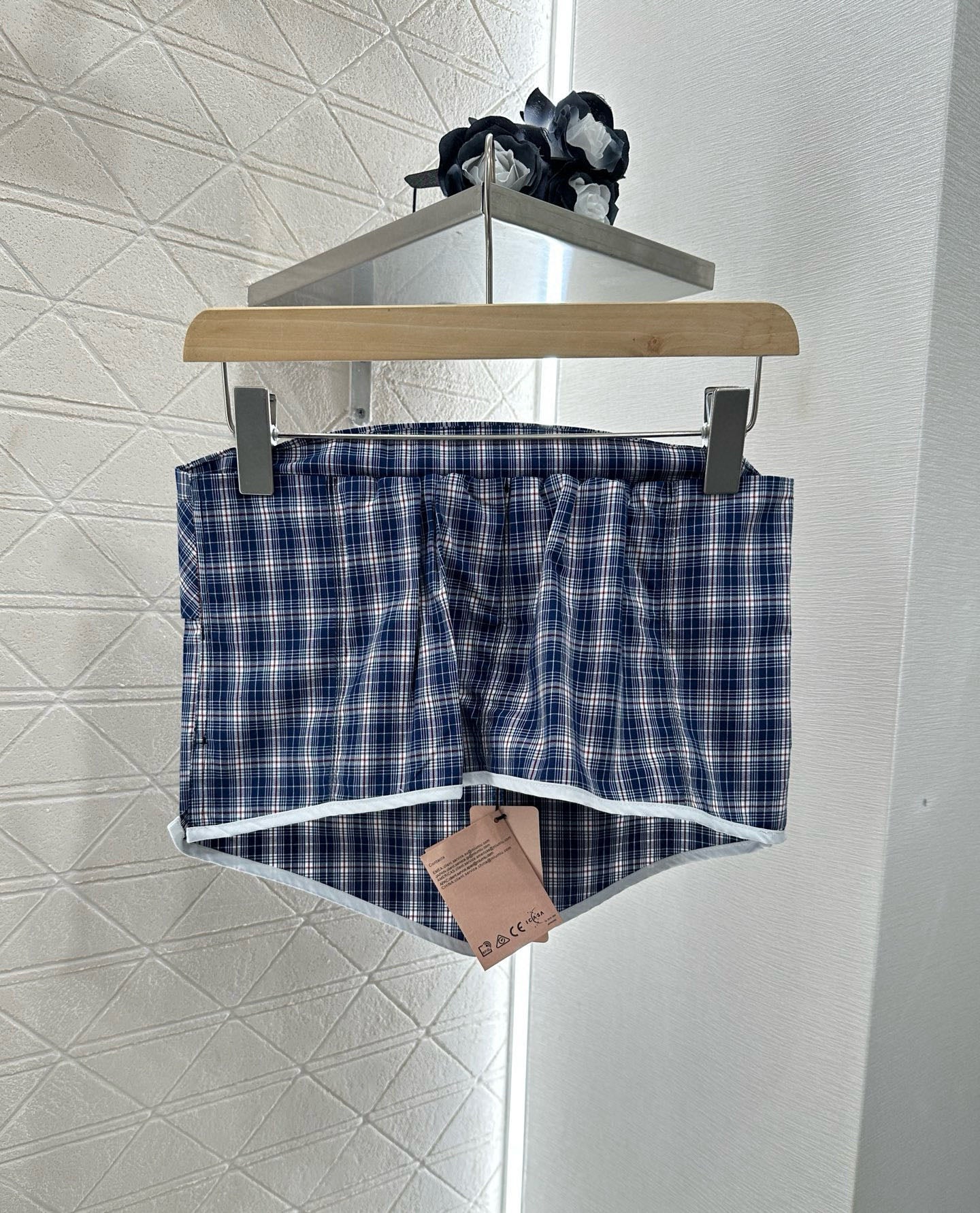 2025 Summer New Plaid Tube Top Miniskirt Set