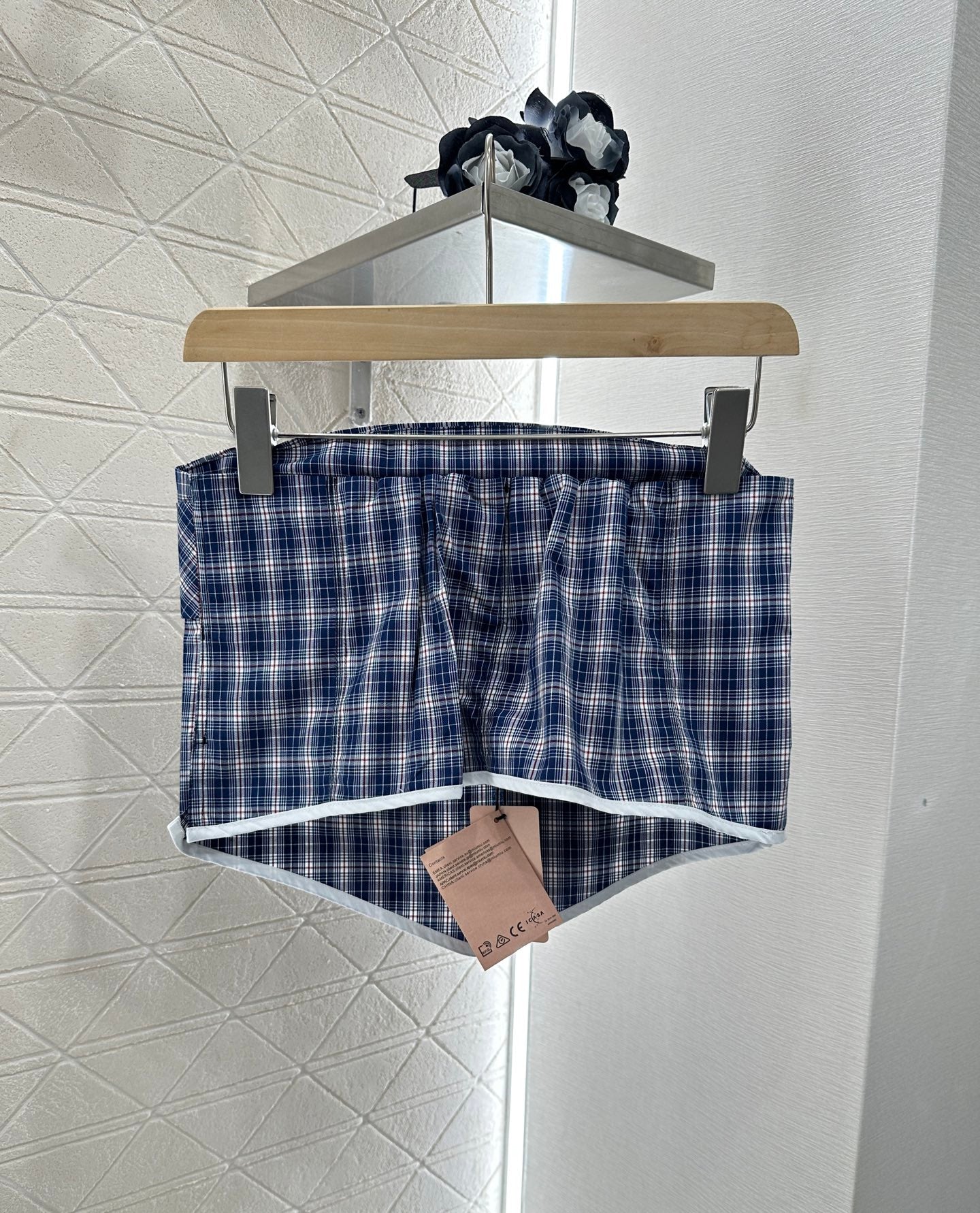 2025 Summer New Plaid Tube Top Miniskirt Set