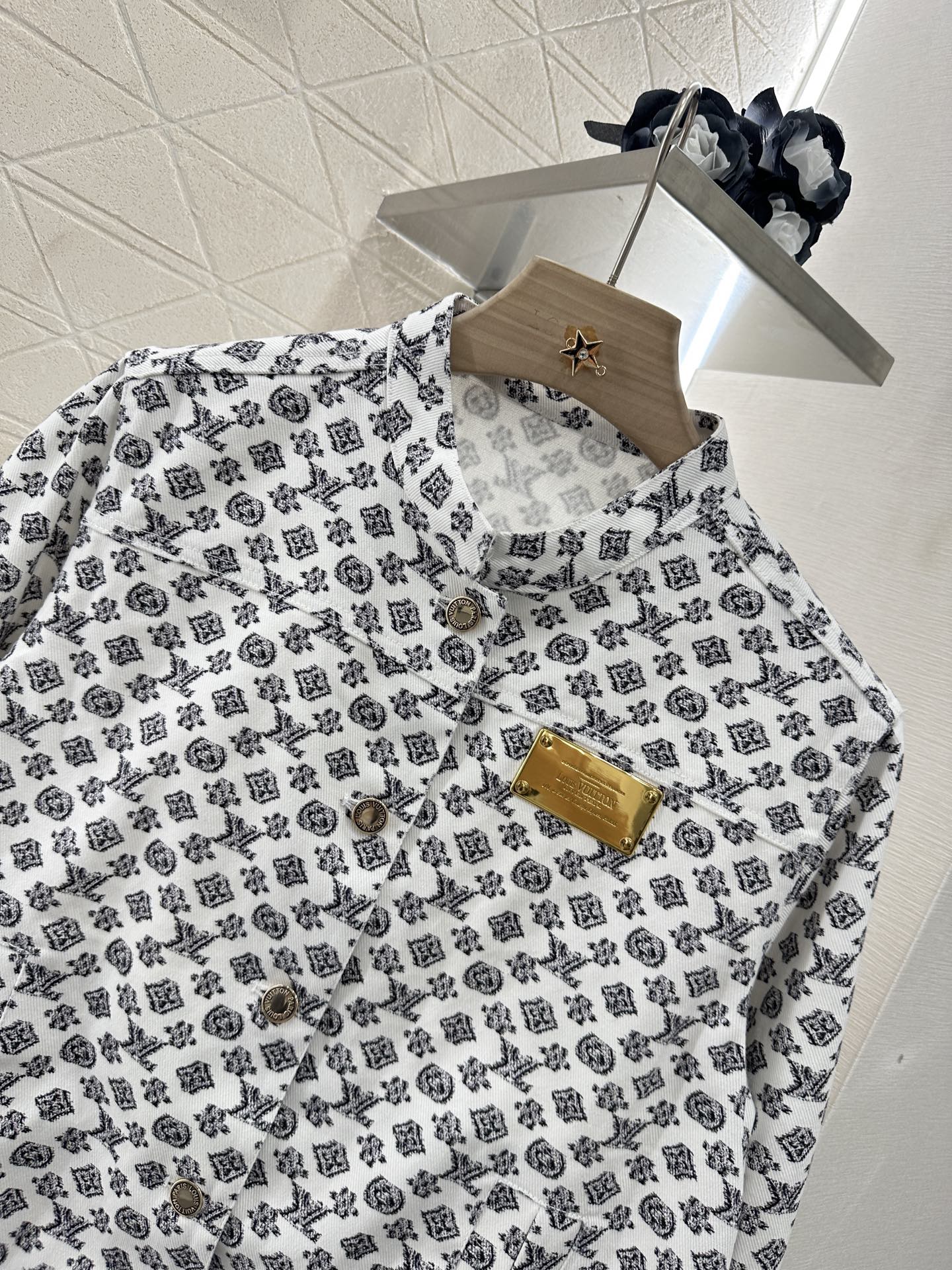 2025 Summer New Printed Denim Jacket Coat Short Skirt Suit