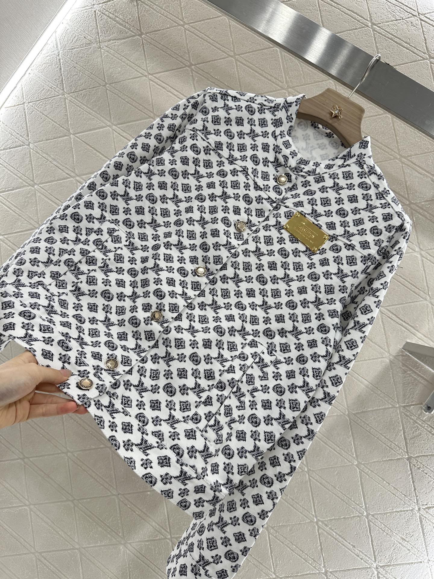 2025 Summer New Printed Denim Jacket Coat Short Skirt Suit