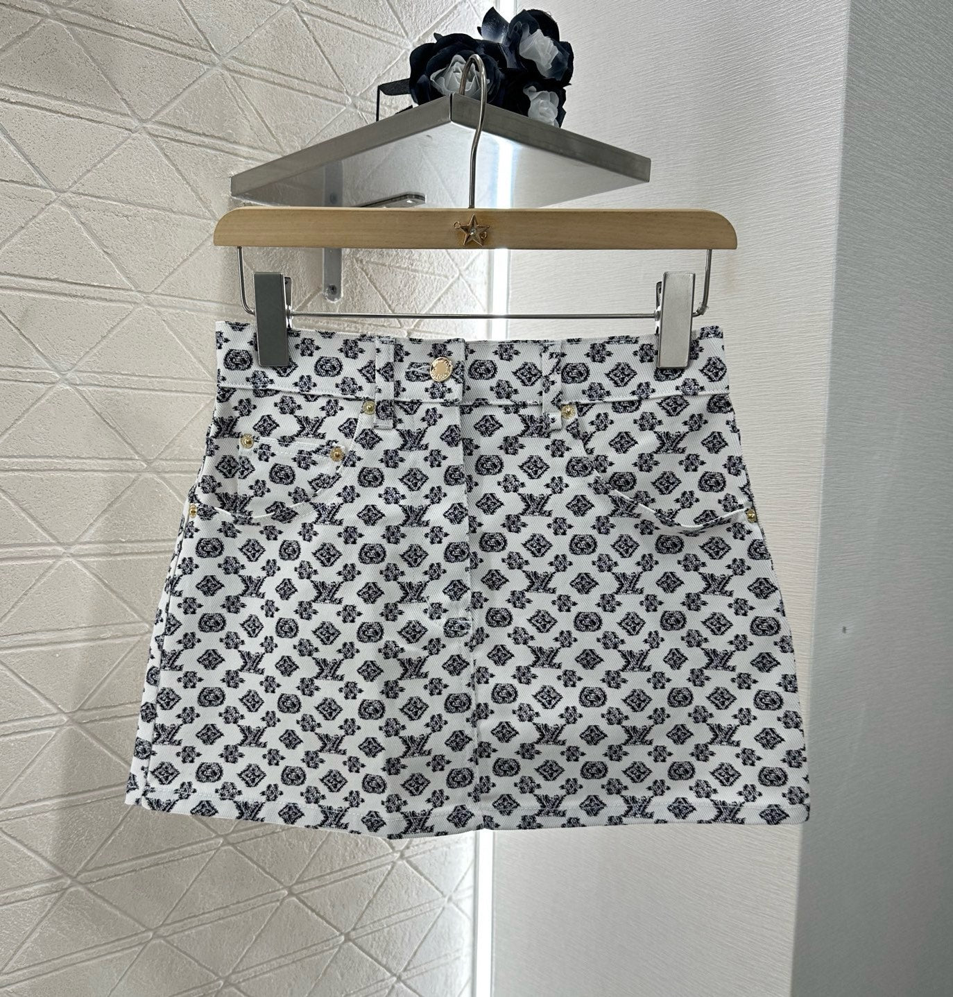 2025 Summer New Printed Denim Jacket Coat Short Skirt Suit