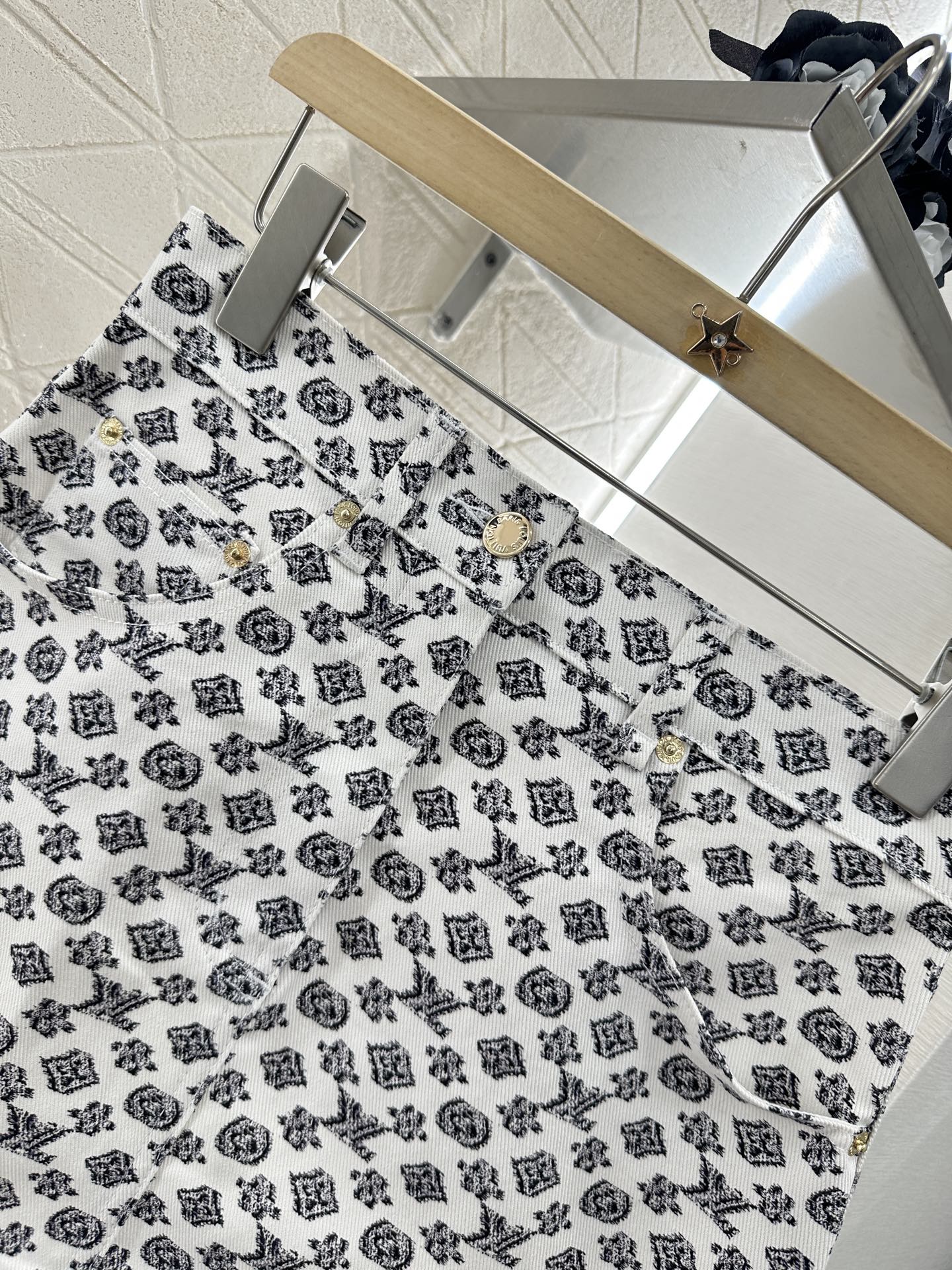 2025 Summer New Printed Denim Jacket Coat Short Skirt Suit
