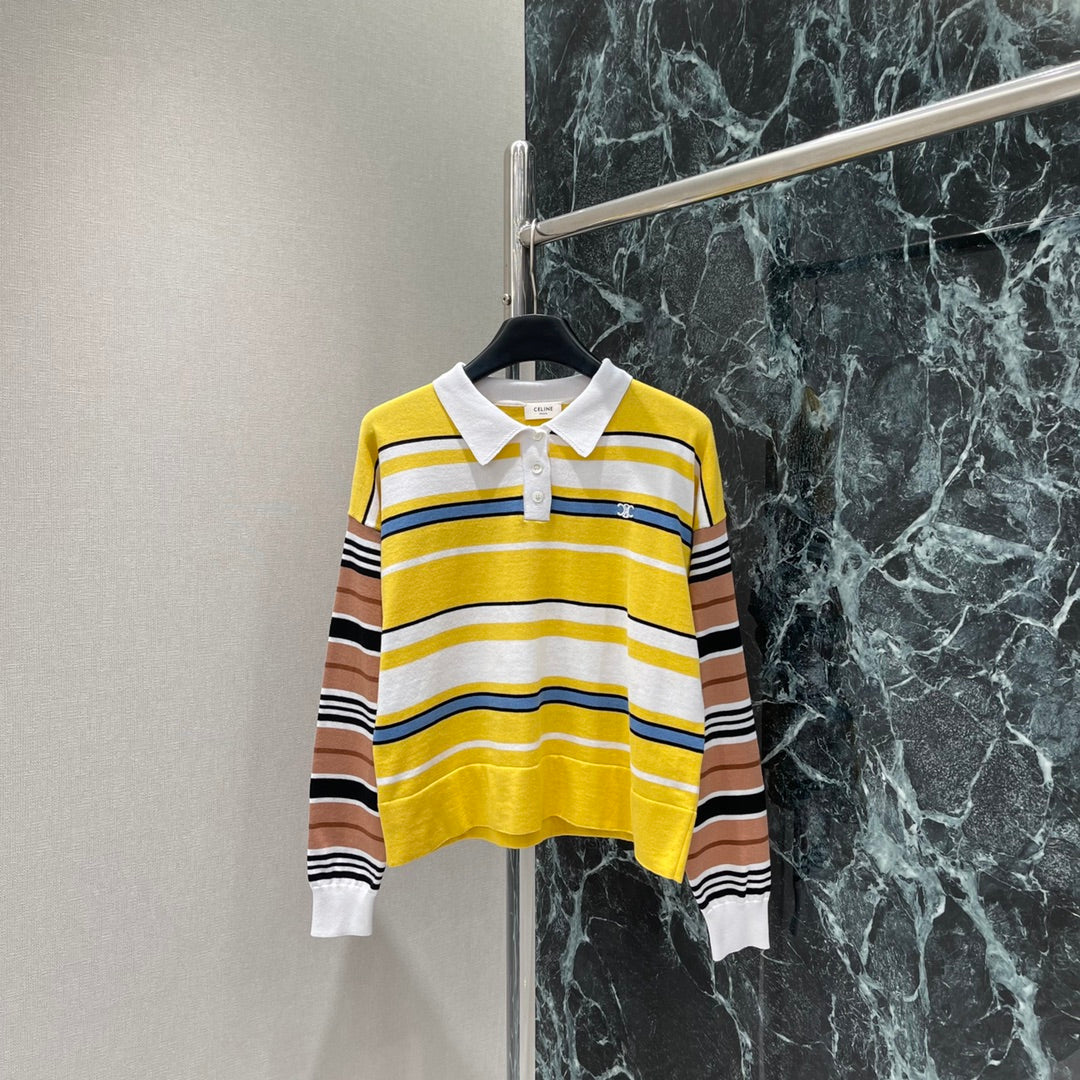 25 Early Autumn New Contrast Striped Long Sleeve Top