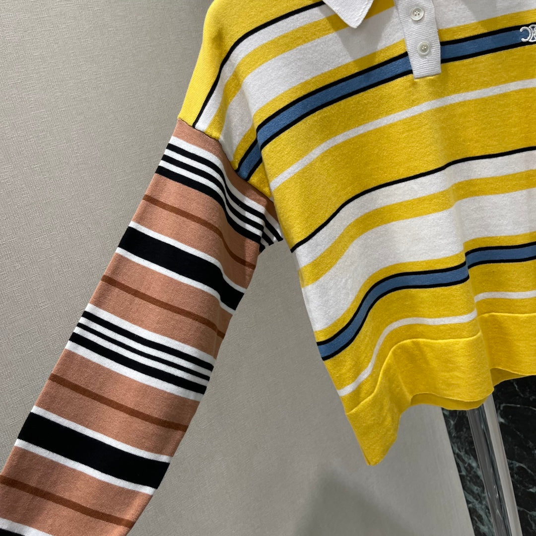 25 Early Autumn New Contrast Striped Long Sleeve Top