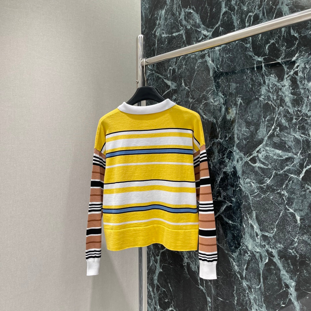 25 Early Autumn New Contrast Striped Long Sleeve Top