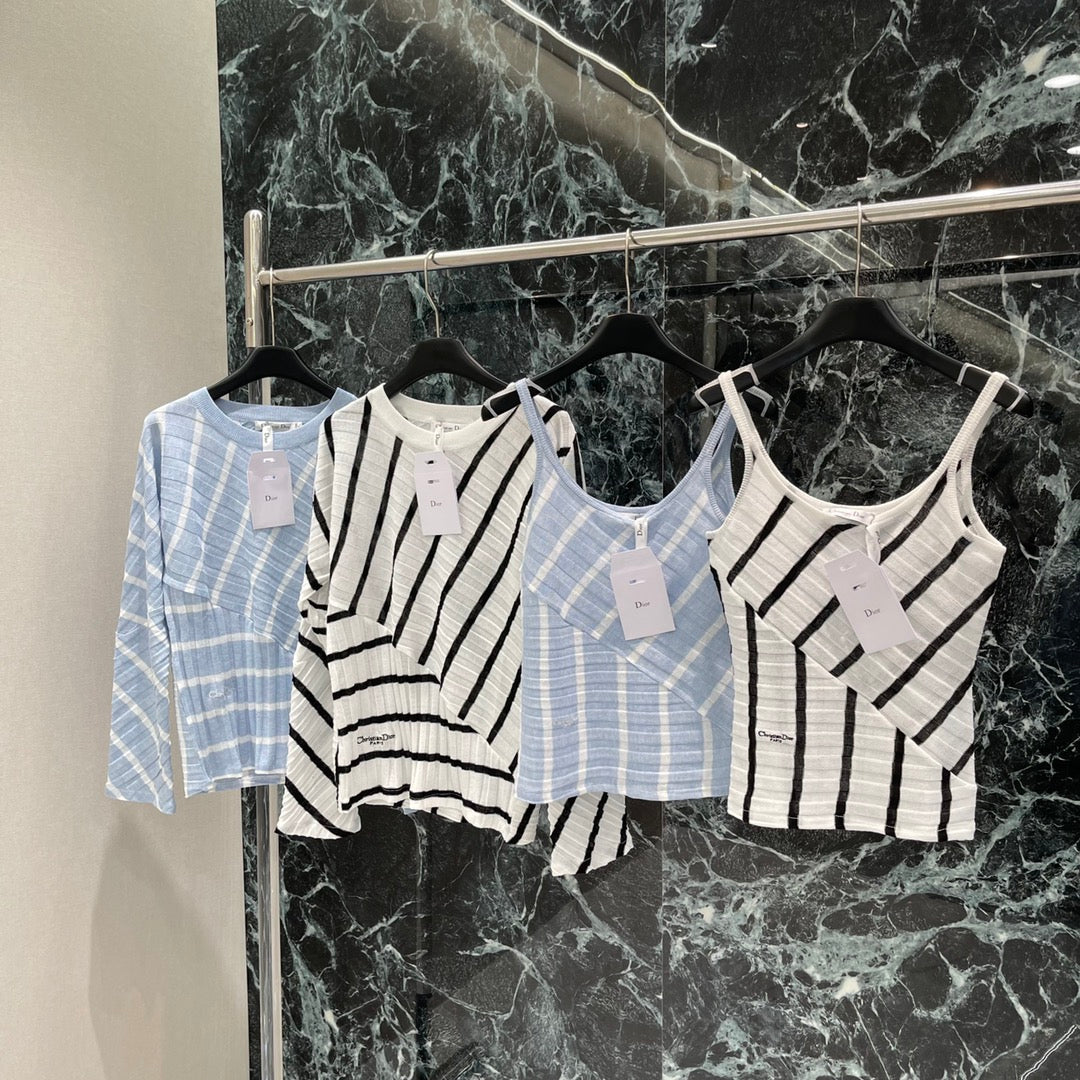 25 Early Autumn New Fake Two-piece Spliced Diagonal Striped Vest