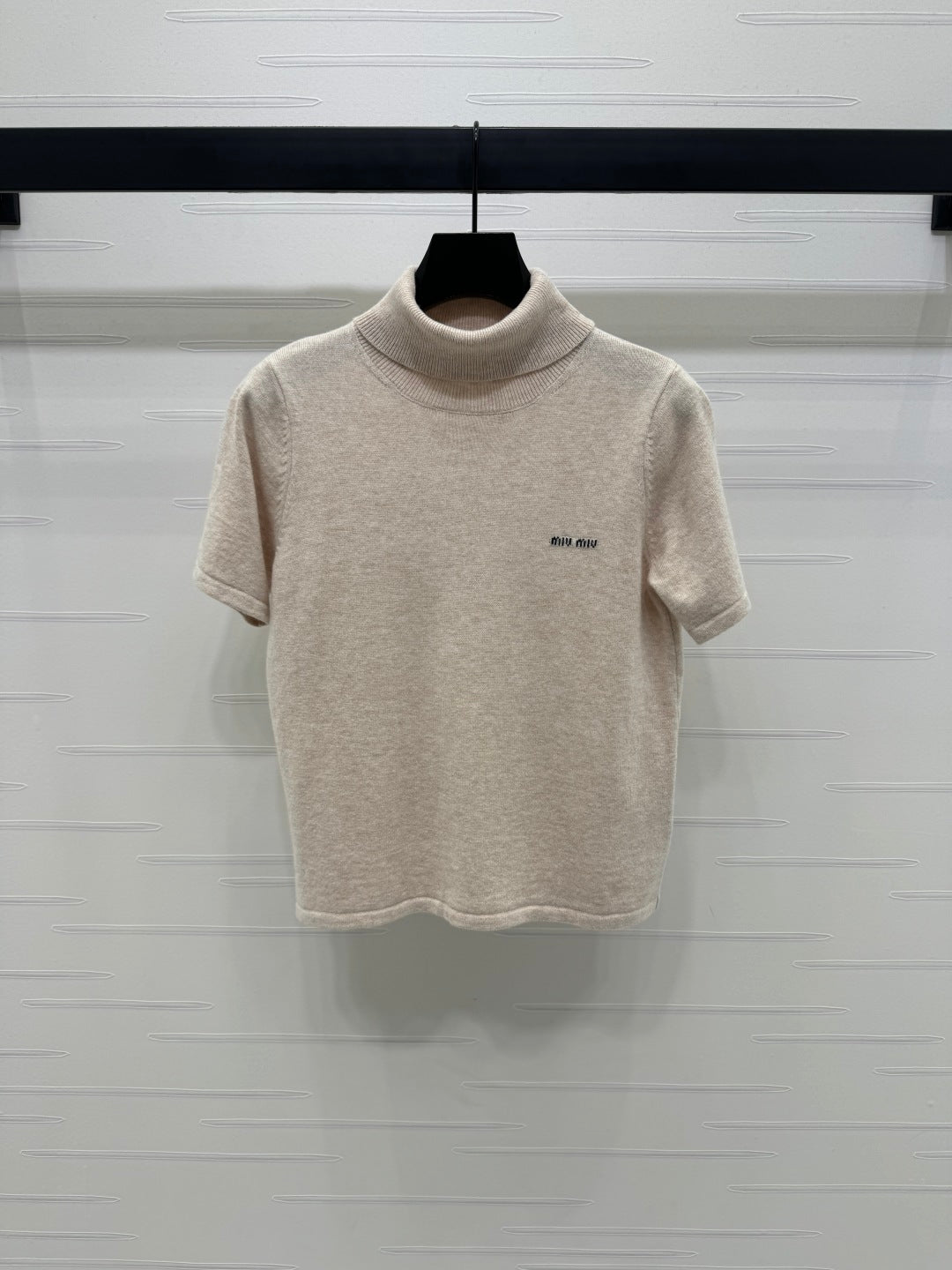 2025 early autumn new high collar knitted short sleeves