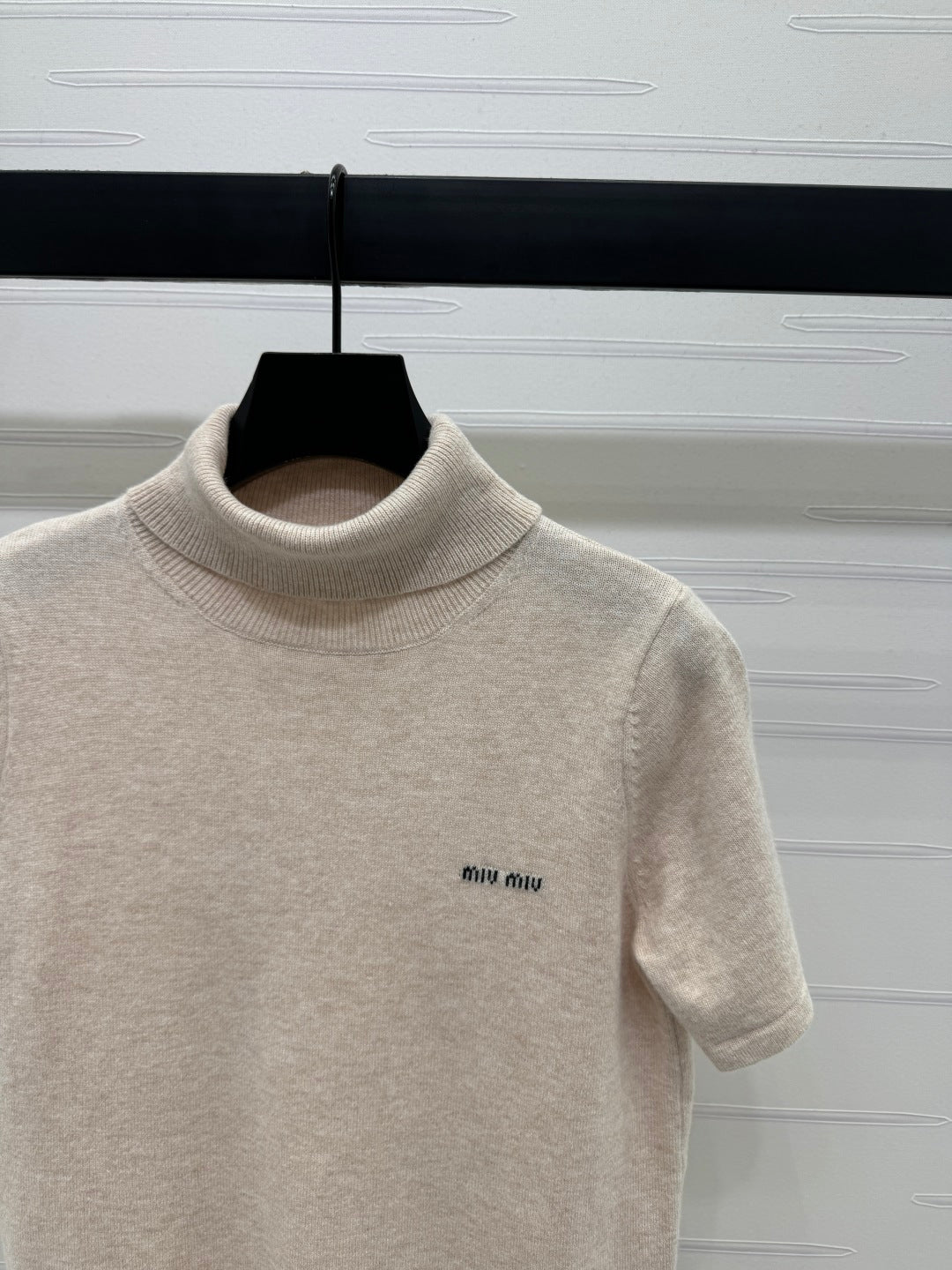 2025 early autumn new high collar knitted short sleeves