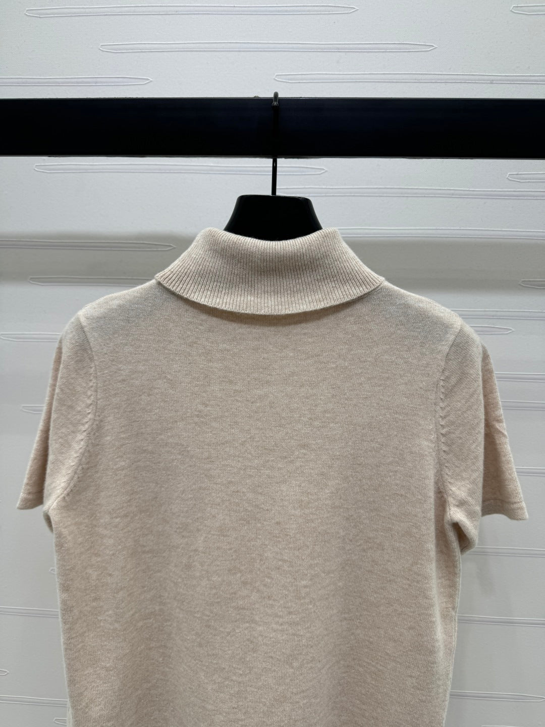 2025 early autumn new high collar knitted short sleeves