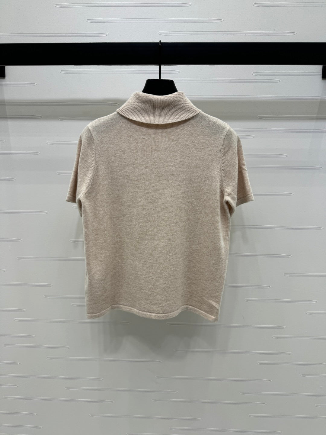 2025 early autumn new high collar knitted short sleeves