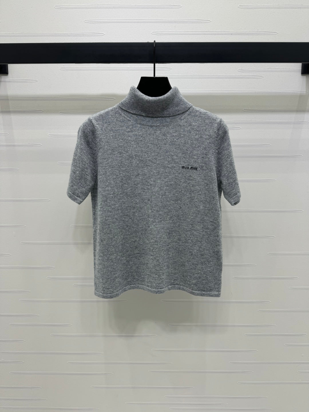 2025 early autumn new high collar knitted short sleeves