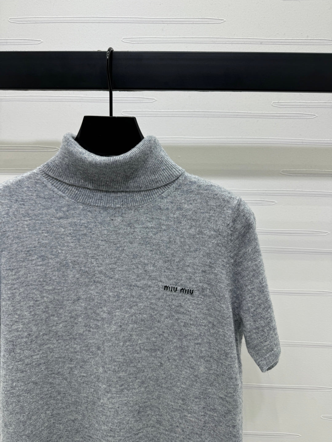 2025 early autumn new high collar knitted short sleeves