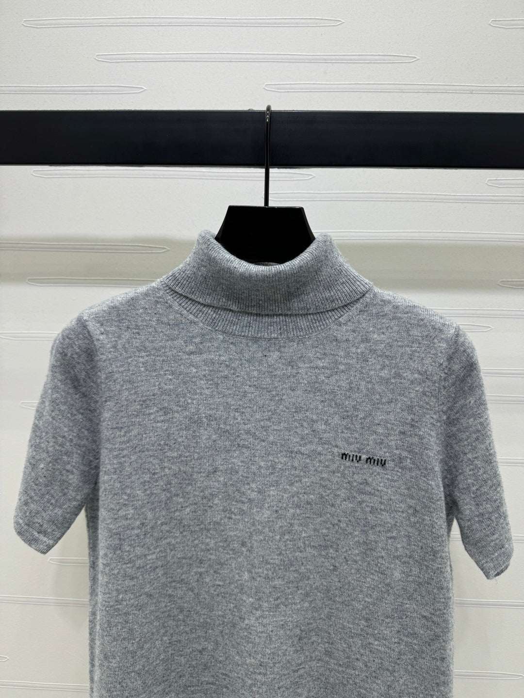 2025 early autumn new high collar knitted short sleeves