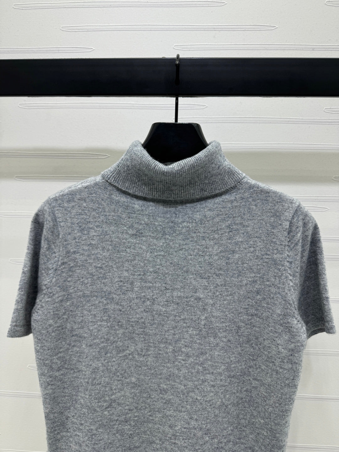 2025 early autumn new high collar knitted short sleeves