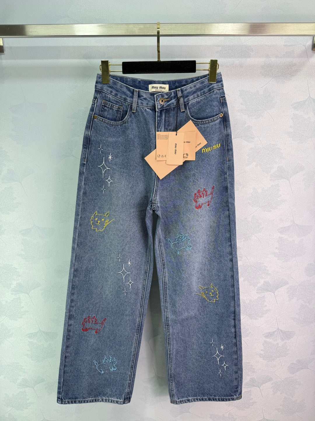 2025 Early Autumn New High Waist Embroidered Denim Pants