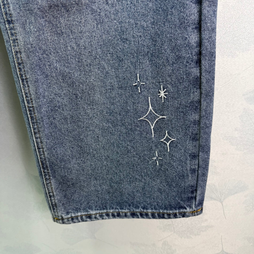 2025 Early Autumn New High Waist Embroidered Denim Pants